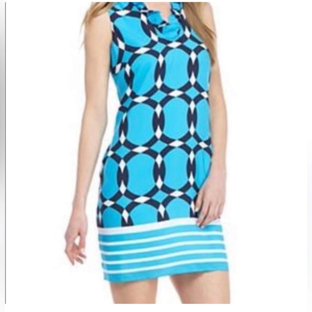 Turquoise Circle Print Mini Dress - Picture 12 of 12